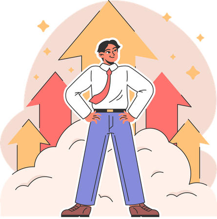 Businessman standing with business growth  イラスト