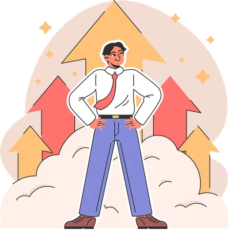 Businessman standing with business growth  イラスト