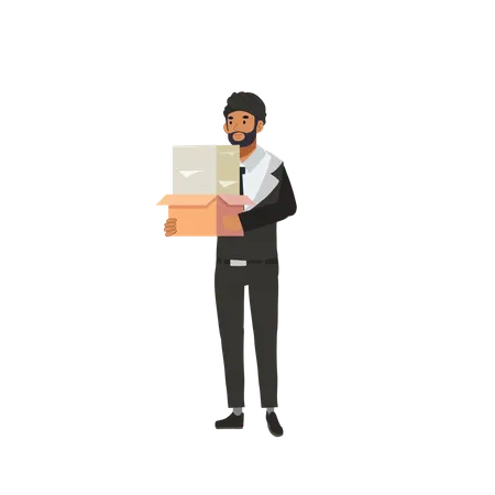 Businessman standing with business paperwork  Illustration