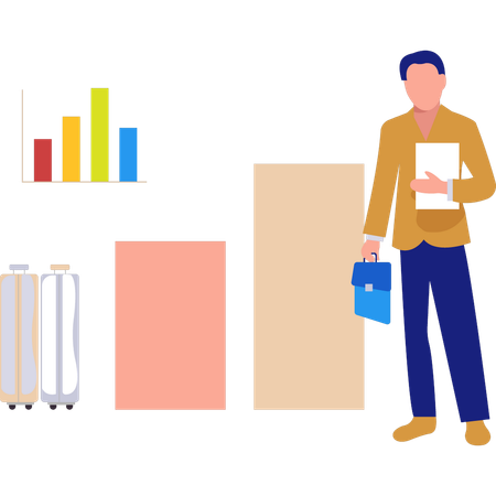 Businessman standing with business report  Illustration