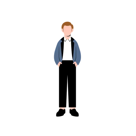 Businessman standing with hands in pocket  Illustration