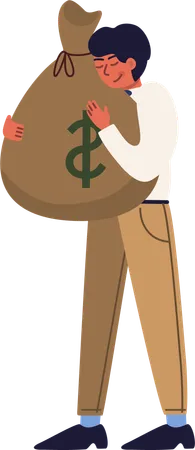 Businessman standing with money bag  Illustration