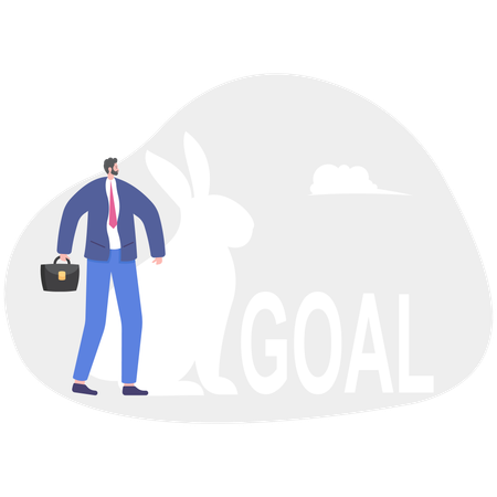 Businessman standing with rabbit year for start up  Illustration