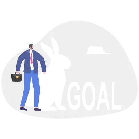 Businessman standing with rabbit year for start up  Illustration