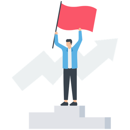 Businessman standing with red flag  Illustration