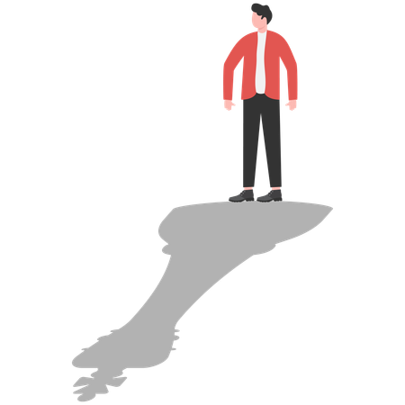 チェスの王の影とともに立つビジネスマン  イラスト
