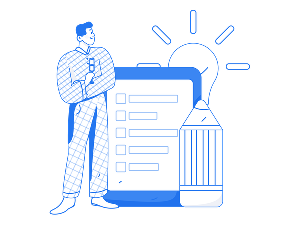 Businessman standing with task idea  Illustration