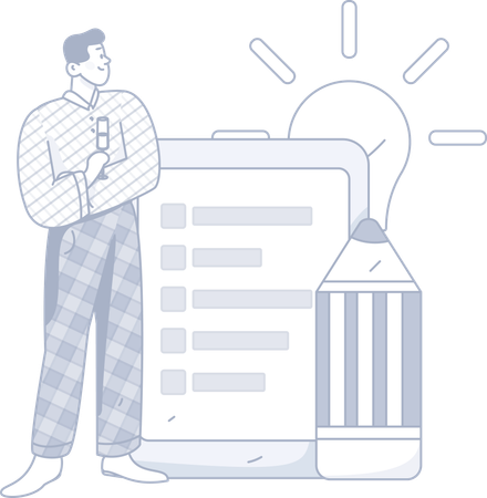 Businessman standing with task idea  Illustration