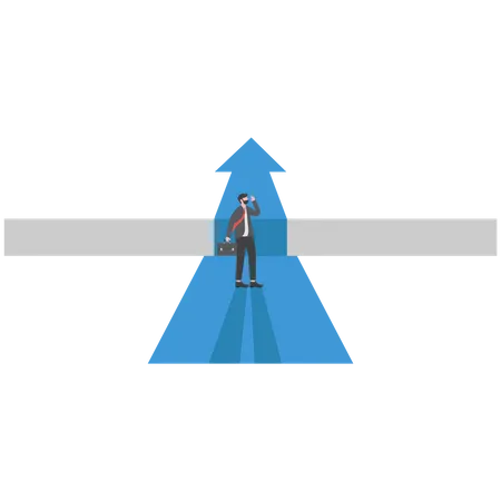 Businessman standing with thinking overcomes obstacle chasm on way to success  Illustration