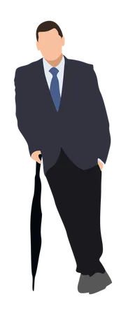 Businessman standing with umbrella Illustration