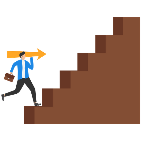 Businessman start climbing stair for success  Illustration