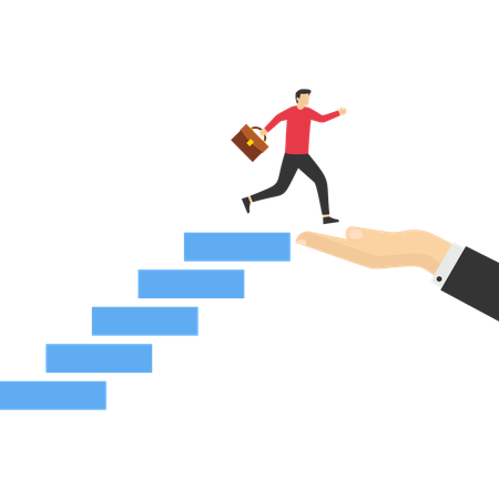 Businessman start climbing stair for successful career achievement  Illustration