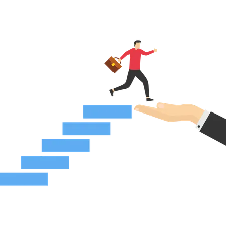 Businessman start climbing stair for successful career achievement  Illustration