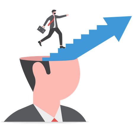 Businessman start climbing stair for successful career achievement on head business  Illustration