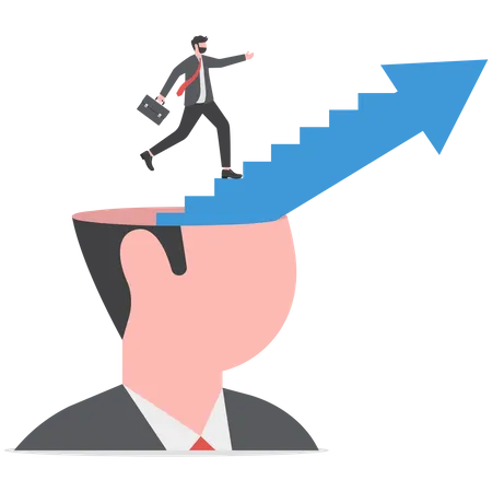 Businessman start climbing stair for successful career achievement on head business  Illustration