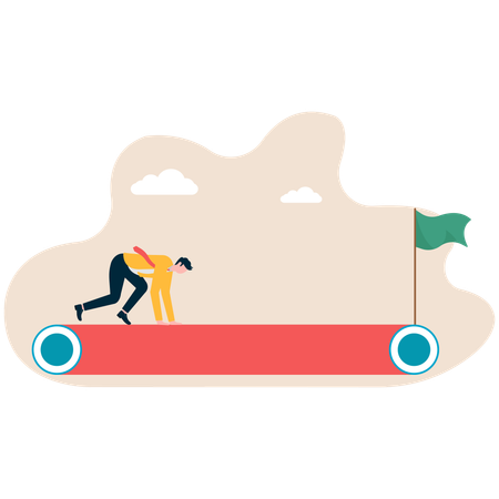 Businessman starts his competitive race  Illustration