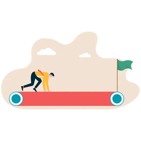 Businessman starts his competitive race  Illustration