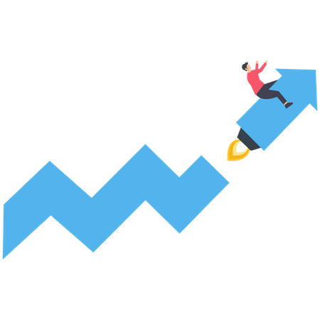 Businessman startup and growing graph  Illustration