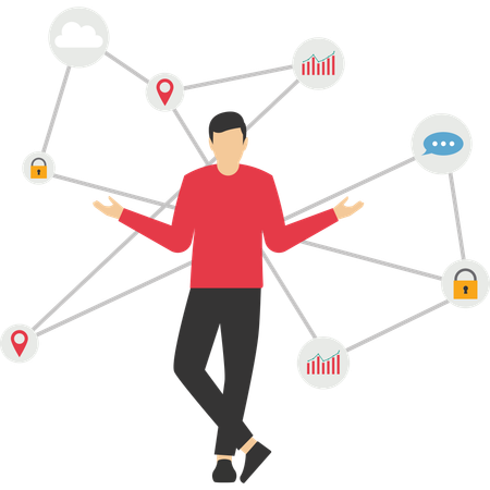 Businessman stay connection diagram  Illustration