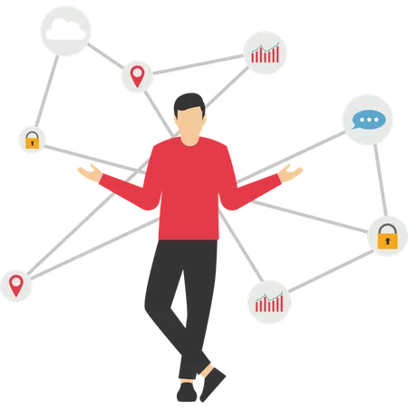 Businessman stay connection diagram  Illustration