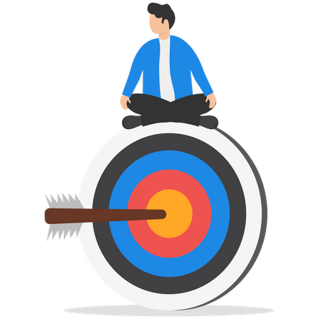 Businessman stay focused and concentrate on business goal and target  Illustration