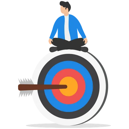 Businessman stay focused and concentrate on business goal and target  Illustration