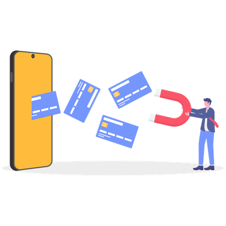 Businessman Stealing card information online  Illustration