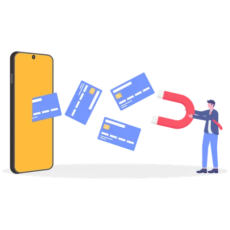 Businessman Stealing card information online  Illustration