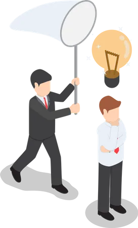 Businessman stealing light bulb of idea  Illustration