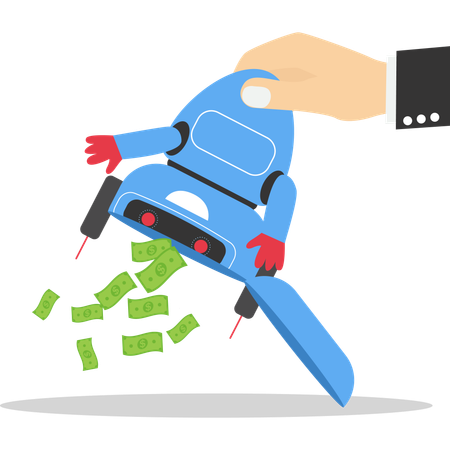 Businessman stealing money from technology  Illustration