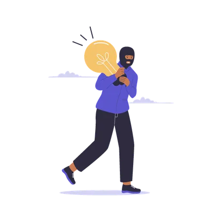 Businessman steals creative idea  Illustration