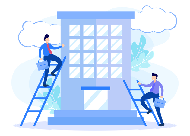 Businessman Step Up On Ladder  Illustration