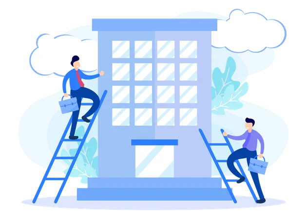 Businessman Step Up On Ladder  Illustration