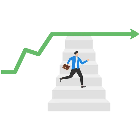 Businessman stepping down stair from job that stop growing  Illustration