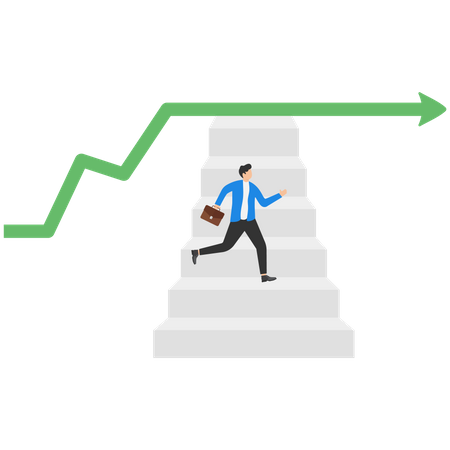 Businessman stepping down stair from job that stop growing  Illustration