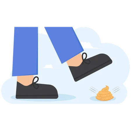 Businessman Stepping On Poo  Illustration