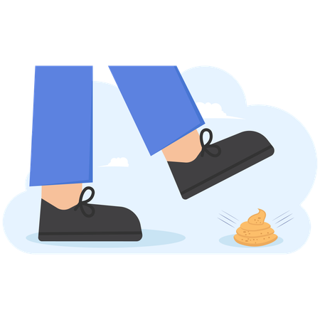 Businessman Stepping On Poo  Illustration