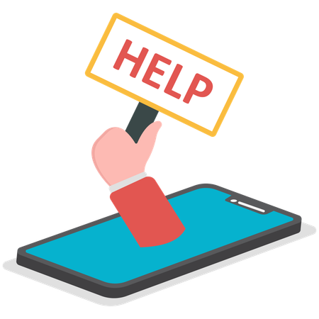 助けを求めるプラカードを持って水から出ているビジネスマン  イラスト
