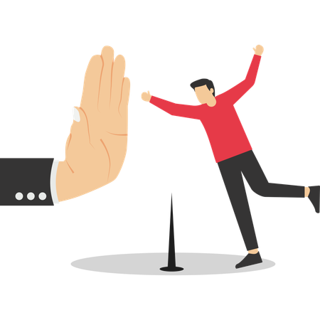 Businessman stops employee from lay-off  Illustration