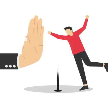 Businessman stops employee from lay-off  Illustration