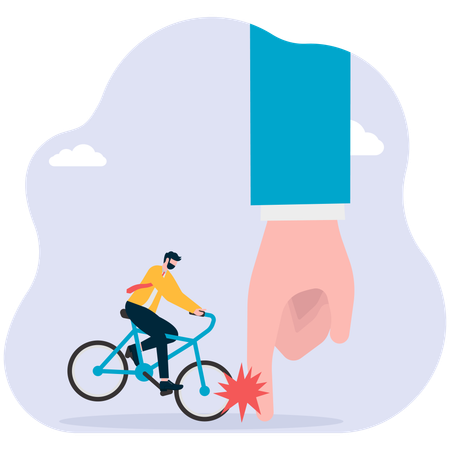 Businessman stops employee from moving ahead  Illustration