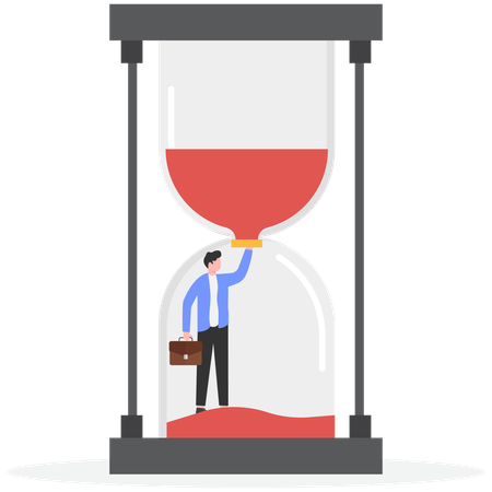 Businessman stops the hourglass with cork  Illustration