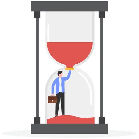 Businessman stops the hourglass with cork  Illustration