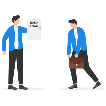 Businessman Stressed Out By Confronting Creditor Holding Bank Loan Contract Vector Characters Illustration On Economic And Financial Concept Illustration