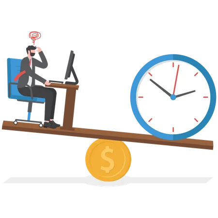 Time Pressure Hard Working Businessman Stressed With Limited Time Illustration
