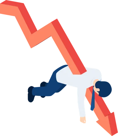 Businessman struggling during market crash Illustration