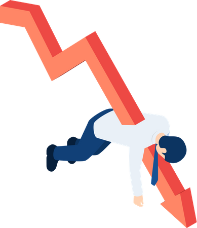 Businessman struggling during market crash  Illustration