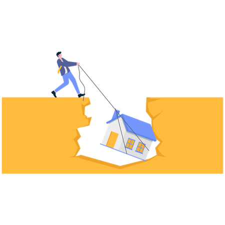 Businessman Struggling in real estate  Illustration