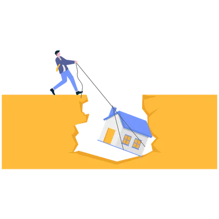 Businessman Struggling in real estate  Illustration