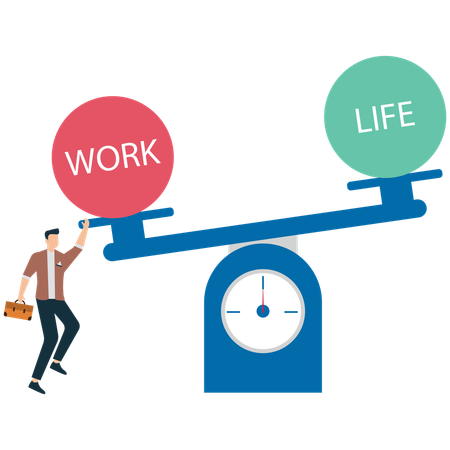Businessman struggling with Unhealthy Work-Life Balance  Illustration